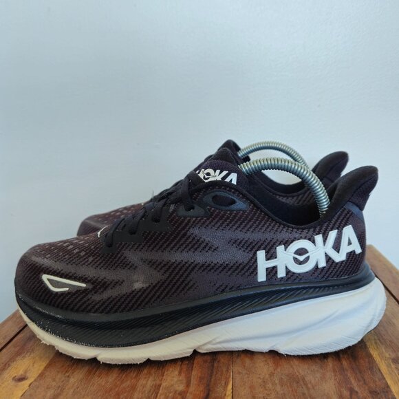 Hoka Shoes - Hoka One One Women Clifton 9 1127896 BWHT Black Running Shoes Sneakers Size 9B